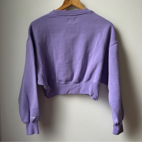 Kuwalla Tee  cropped cinched‎ waist lavender crew neck sweatshirt - Picture 5 of 9
